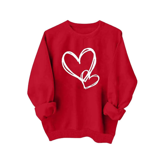 Heart Print Long Sleeve Sweatshirt More Patterns