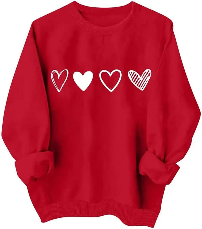 Heart Print Long Sleeve Sweatshirt More Patterns