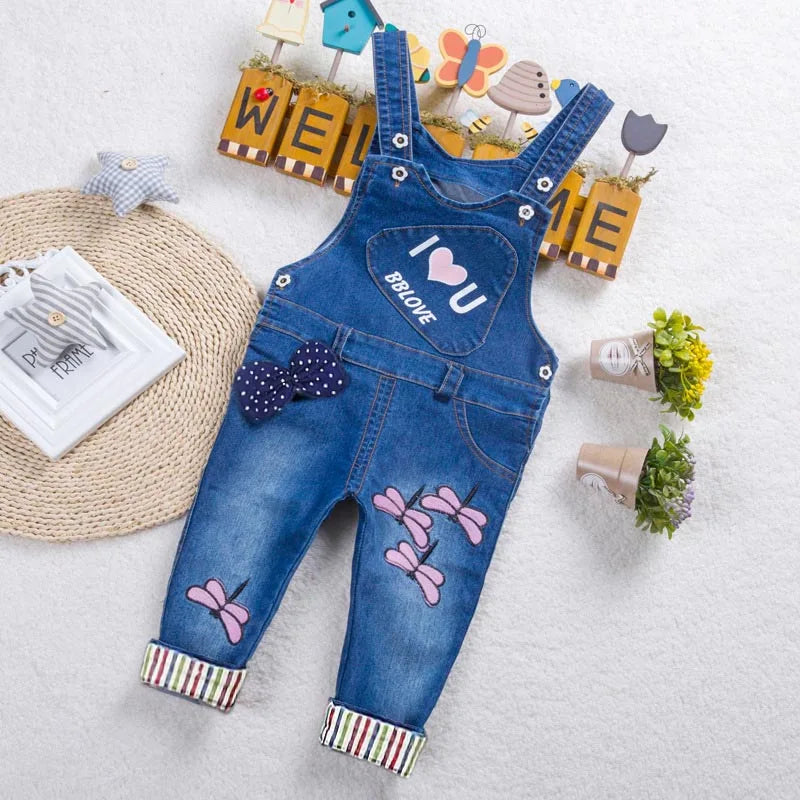 Baby Girls Overalls Kids Denim Dungarees   0-4 Years