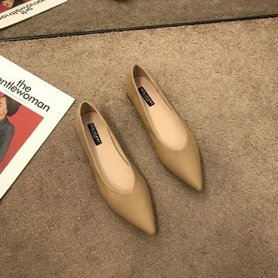 Flats Solid Color Leather Shoes Flat Heel