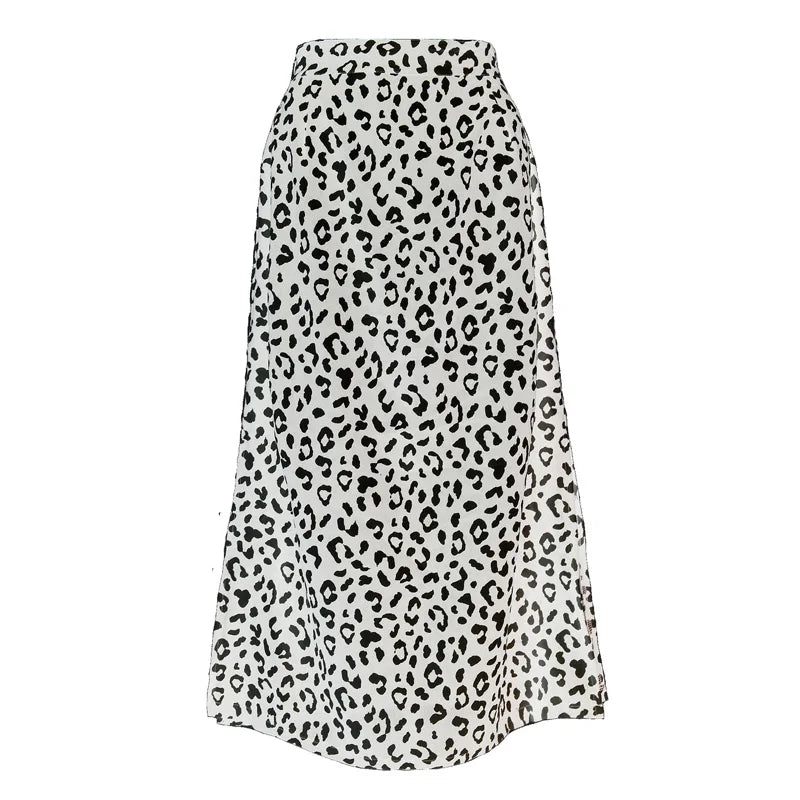 Sexy Leopard Print Chiffon Split Skirt