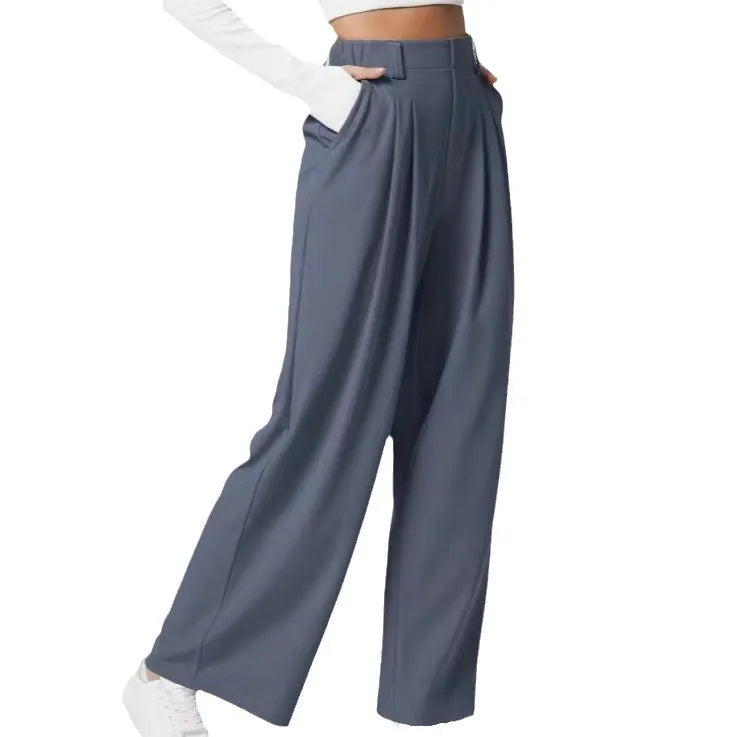 Wide Leg  Office Pants Soft Thin Straight Trousers