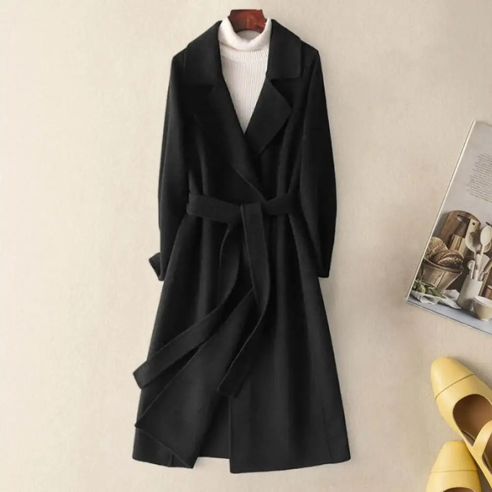 Mid-calf Woolen Coat Belt Long Sleeve