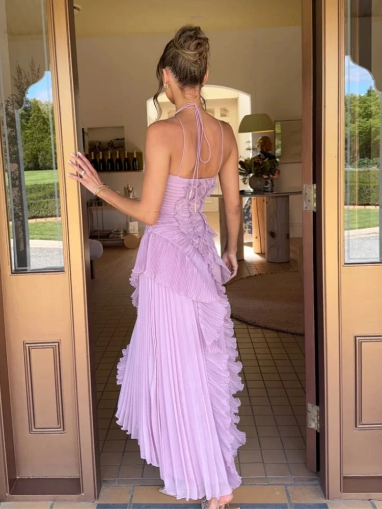 Sleeveless Halter Backless Split Maxi Dress