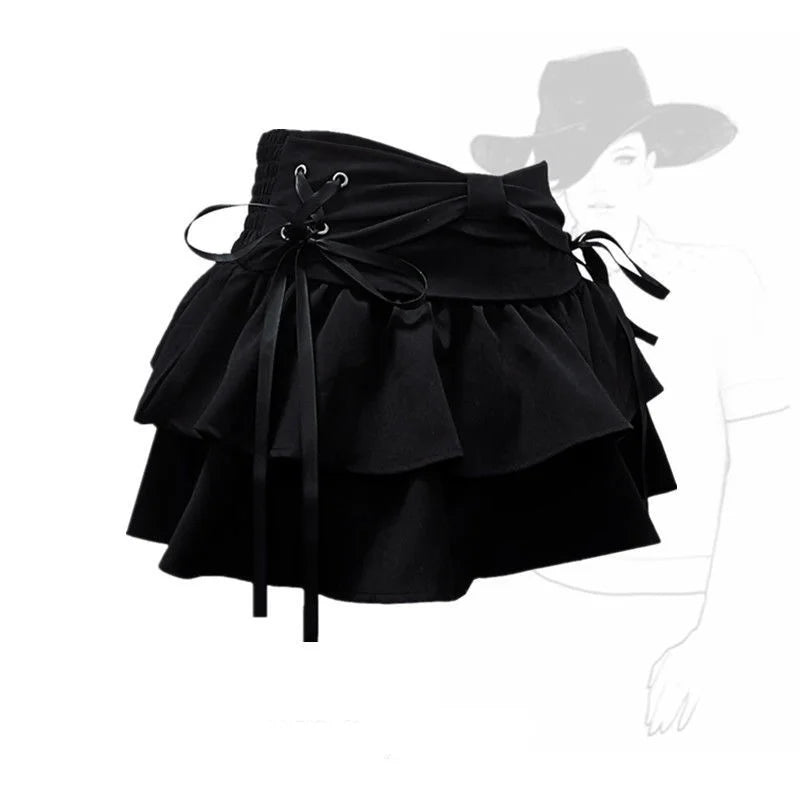 Pleated  A-line Short Skirt Built in Shorts