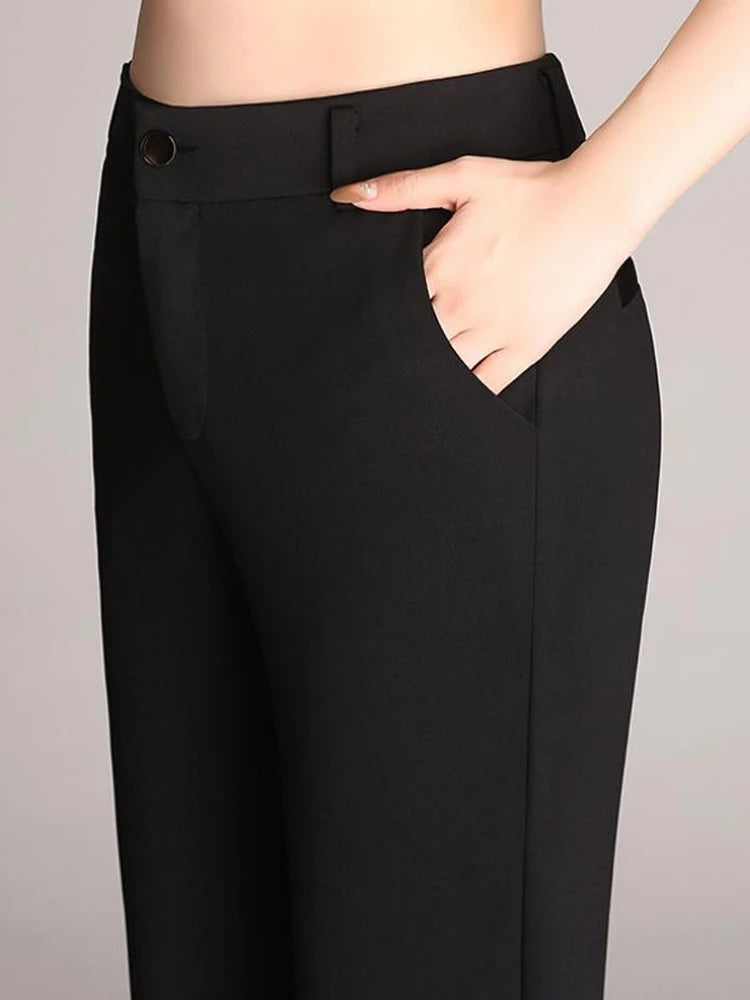 Casual Front Zipper Flared Pants High Waist