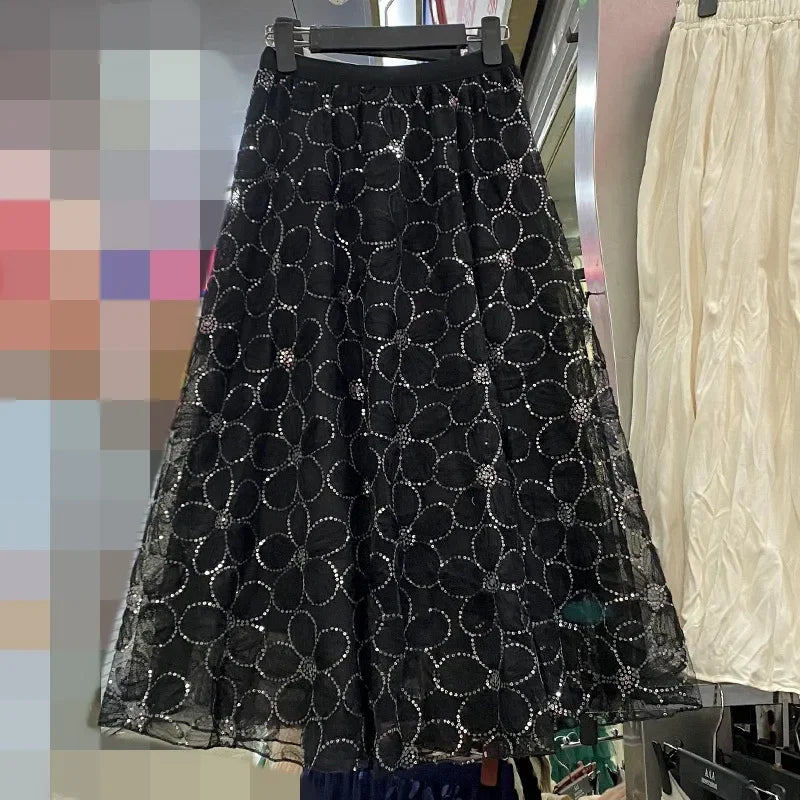 Casual Summer Embroidery Long Skirt