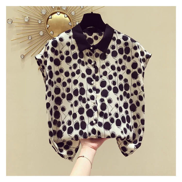 Batwing Sleeve Peter Pan Collar Polka Dot