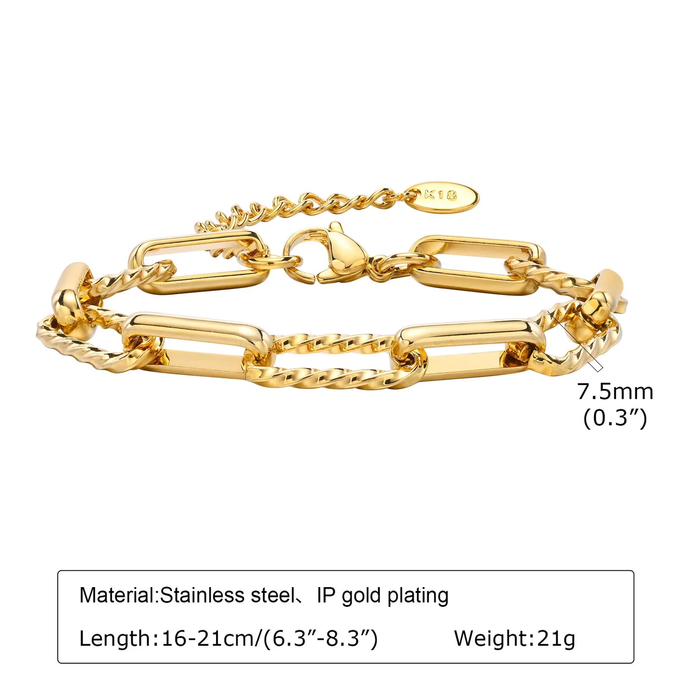 Gold Plated Layering Bracelets Wristband Waterproof Jewelry