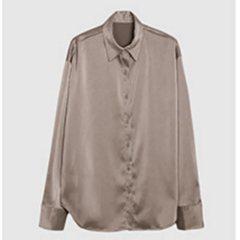 Satin Silk Shirt Long Sleeves Female Shirts