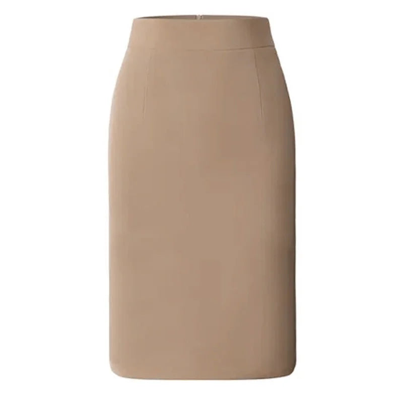 Khaki Midi Skirt with Slit High