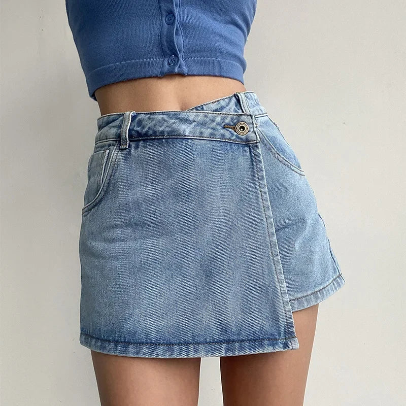 High-waisted Slimming Denim Skirt  A- line Shorts