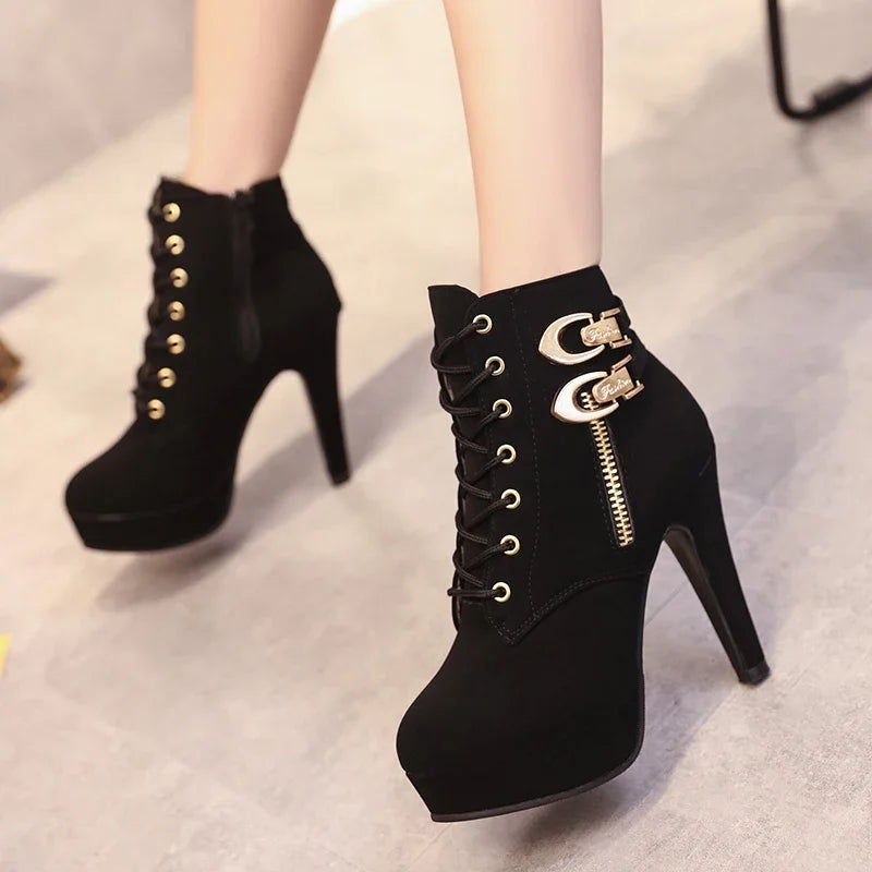 Plus Size Ankle Boots Platform High Heels
