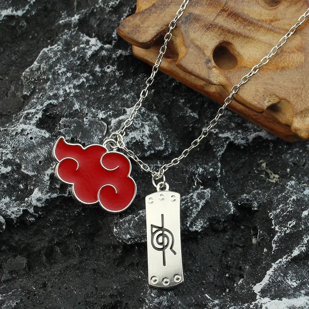 Leather Necklace  Red Cloud Pendant
