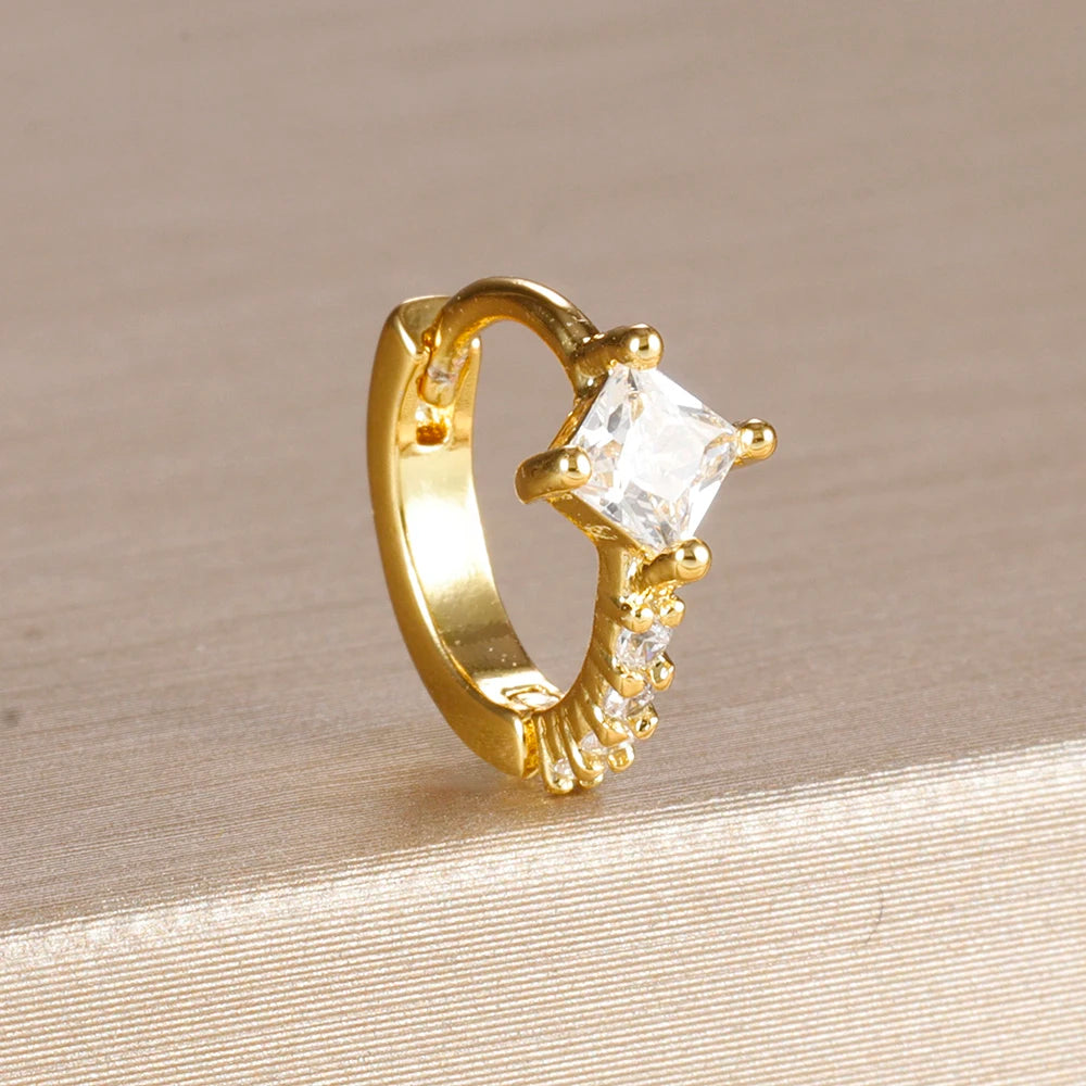 18K Gold Plated Stainless Steel Round Circle Earrings