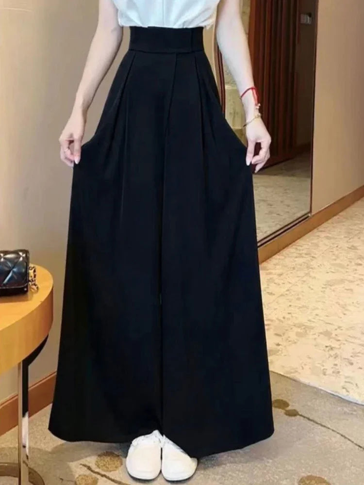 Wide Leg Pants High Waist Pleated Fashion