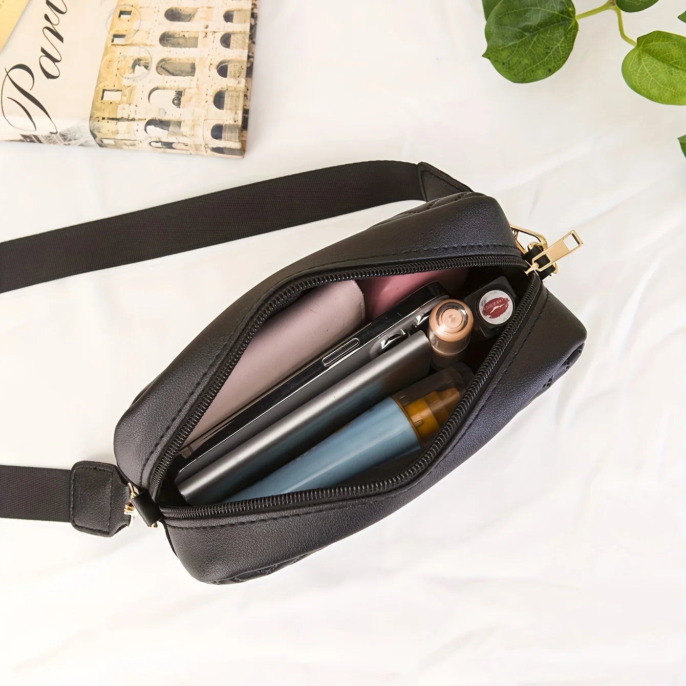 Minimalist Mini Quilted Crossbody , Mobile Phone Wallet