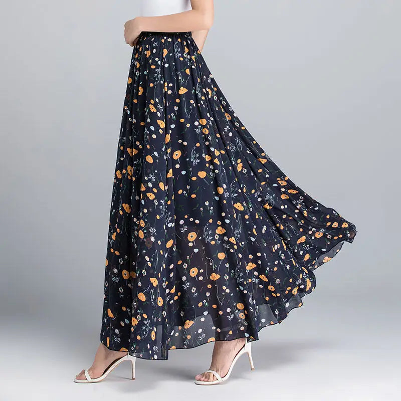 Full Long Skirt A-Line Chiffon Skirt