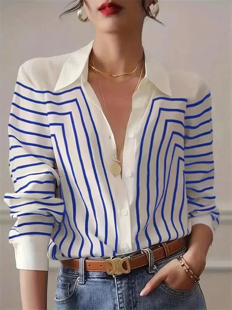 Luxury Shirts Texture Striped Print  Long Sleeve