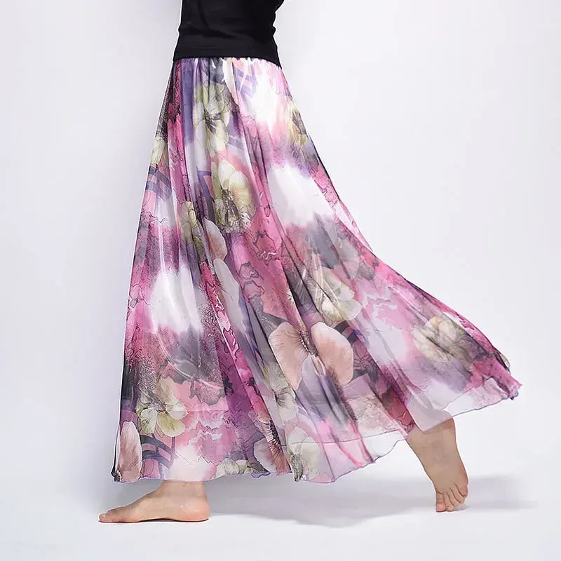 Vintage Chiffon High Waist Long Skirt
