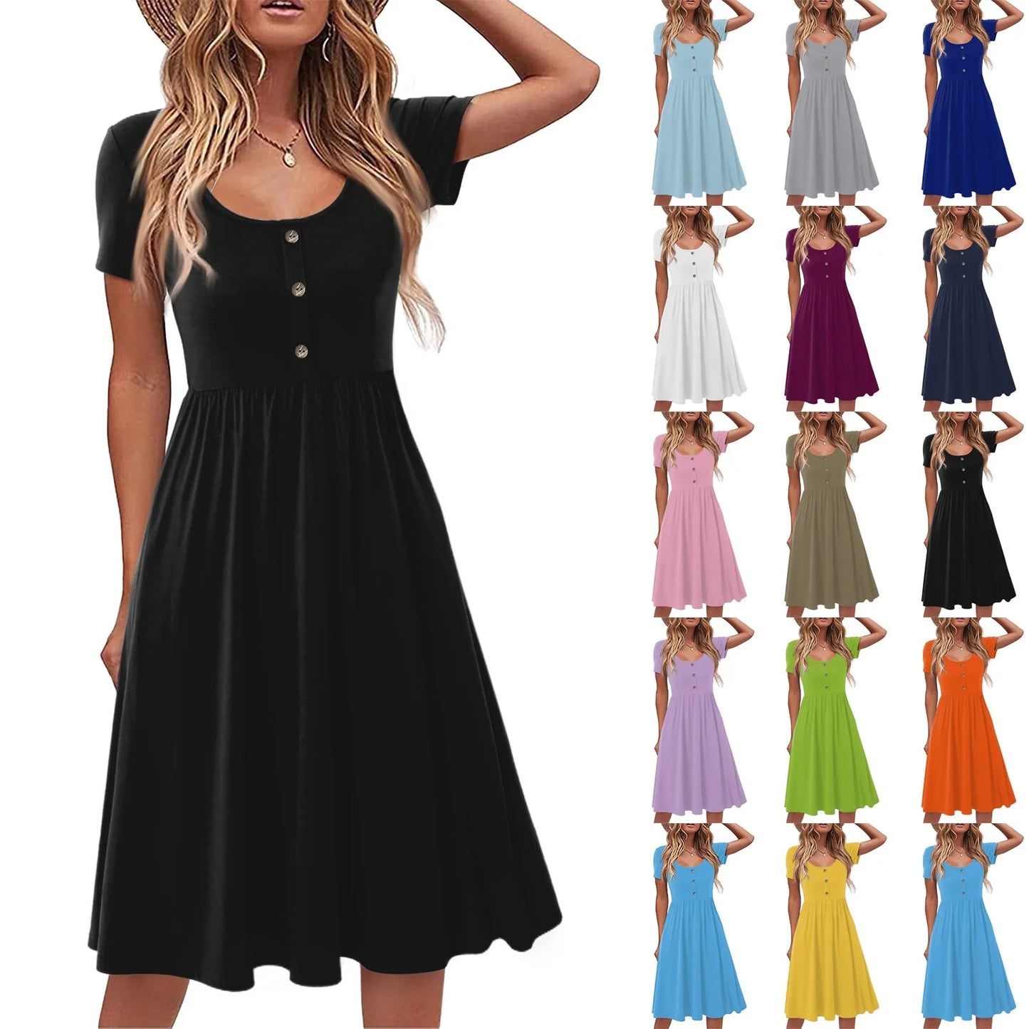 Fashionable Short Sleeve Midi Dress
