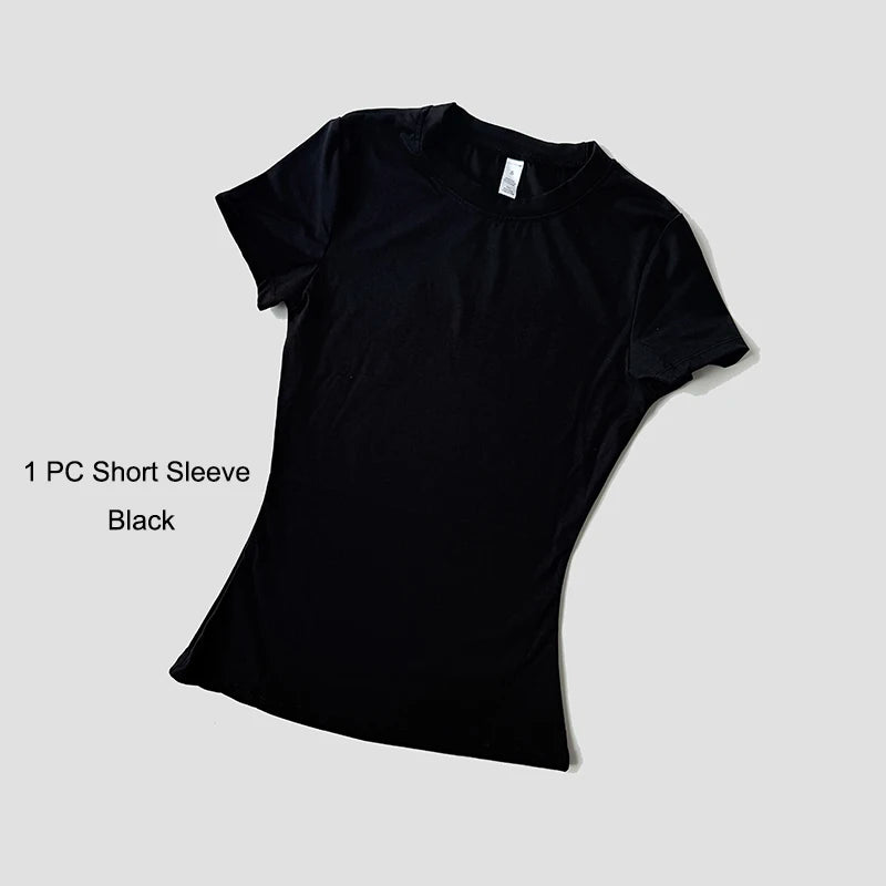 Yoga Set Seamless  Short Sleeve Crop Top