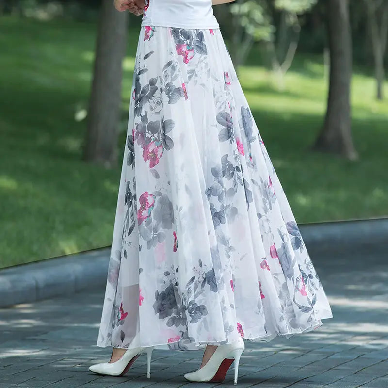 Full Long Skirt A-Line Chiffon Skirt