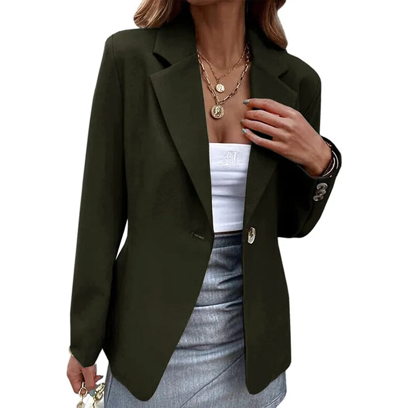 Office Blazers Long Sleeve Solid Color One-button