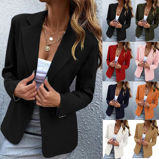 Office Blazers Long Sleeve Solid Color One-button