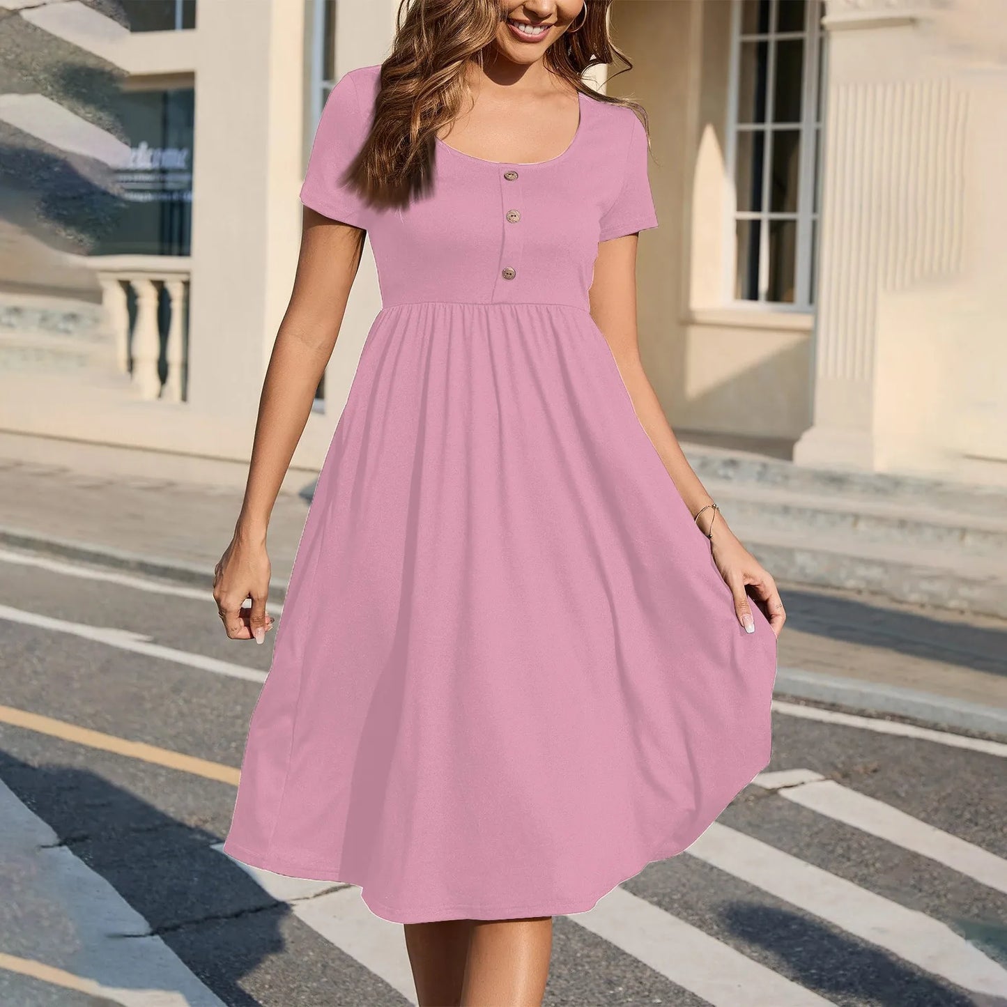 Fashionable Short Sleeve Midi Dress