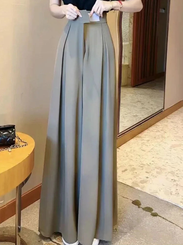 Wide Leg Pants High Waist Pleated Fashion