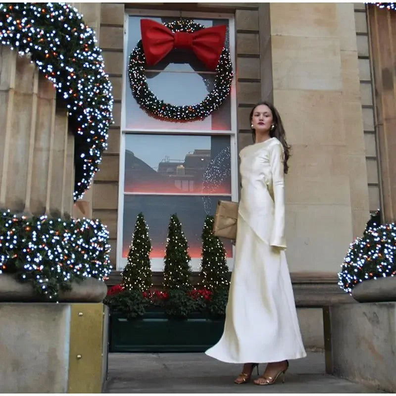 Evening Dress Backless Flare Sleeve Solid  Maxi