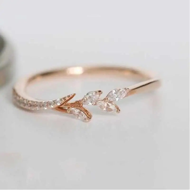 Cubic Zircon Leaf Wedding Engagement  Statement Jewelry