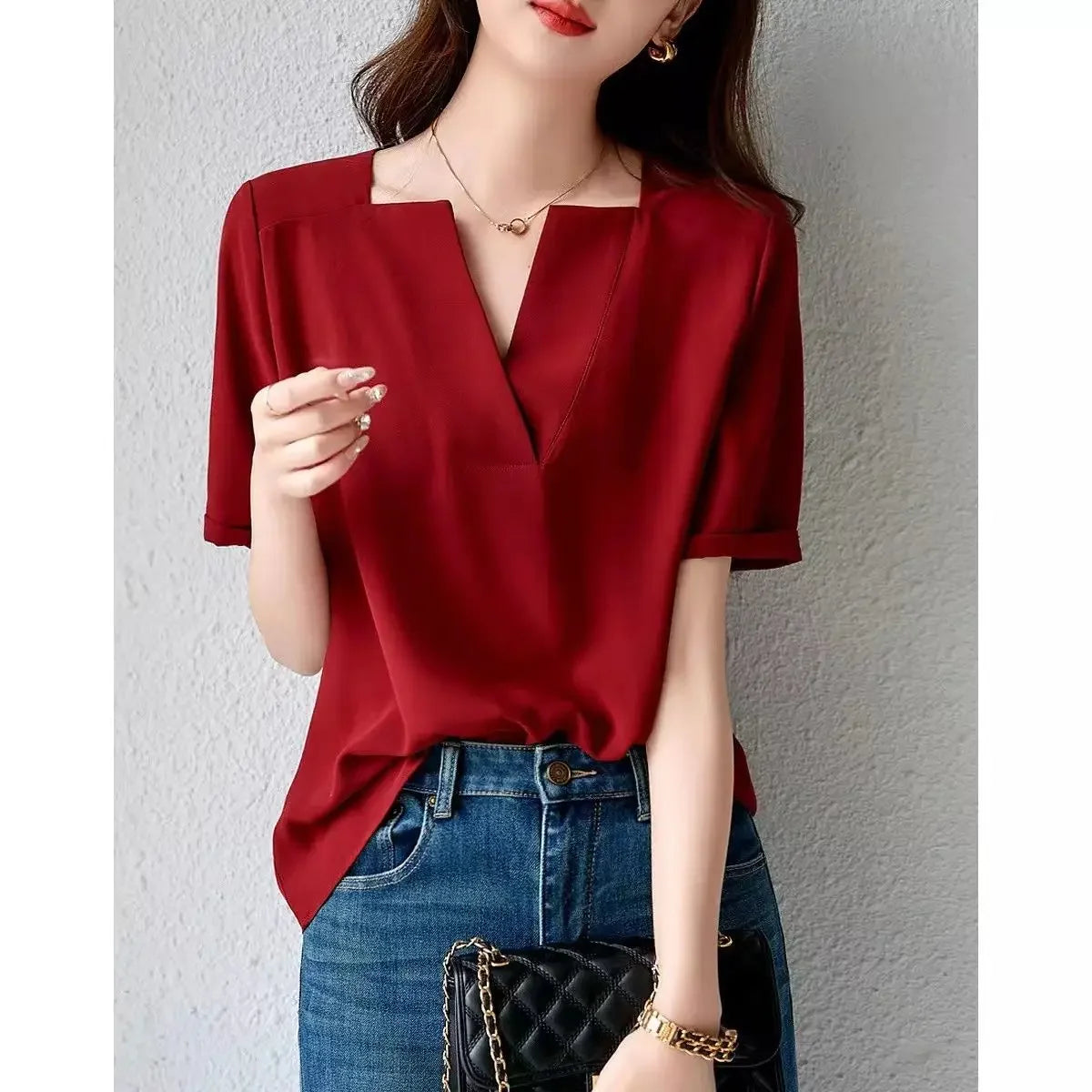 Women Chiffon With Short Sleeve