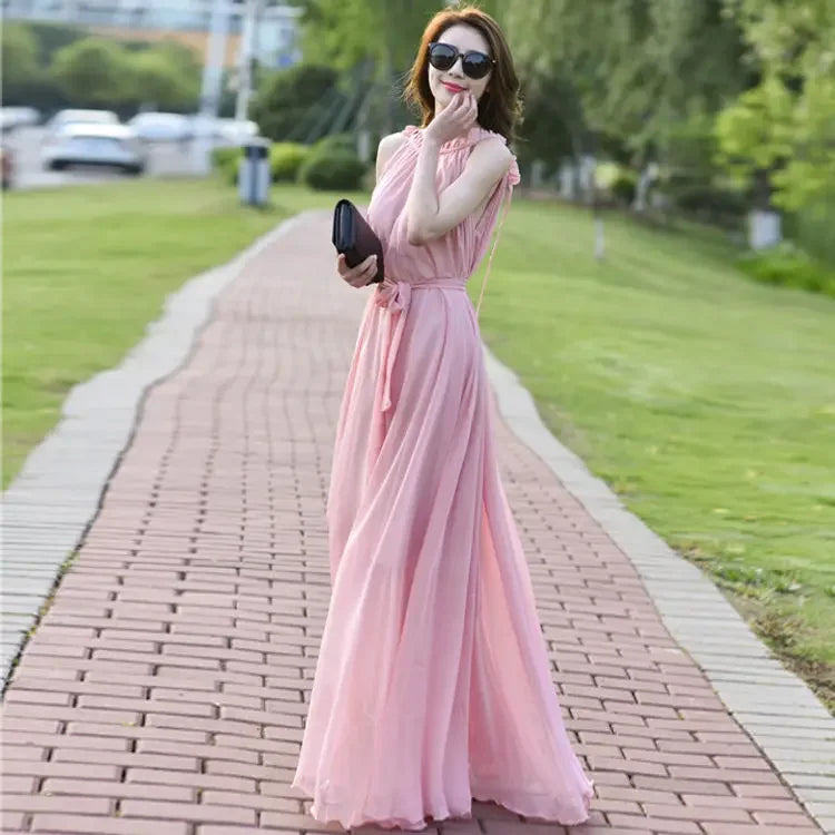 Long  A Line Sleeveless Summer Dress