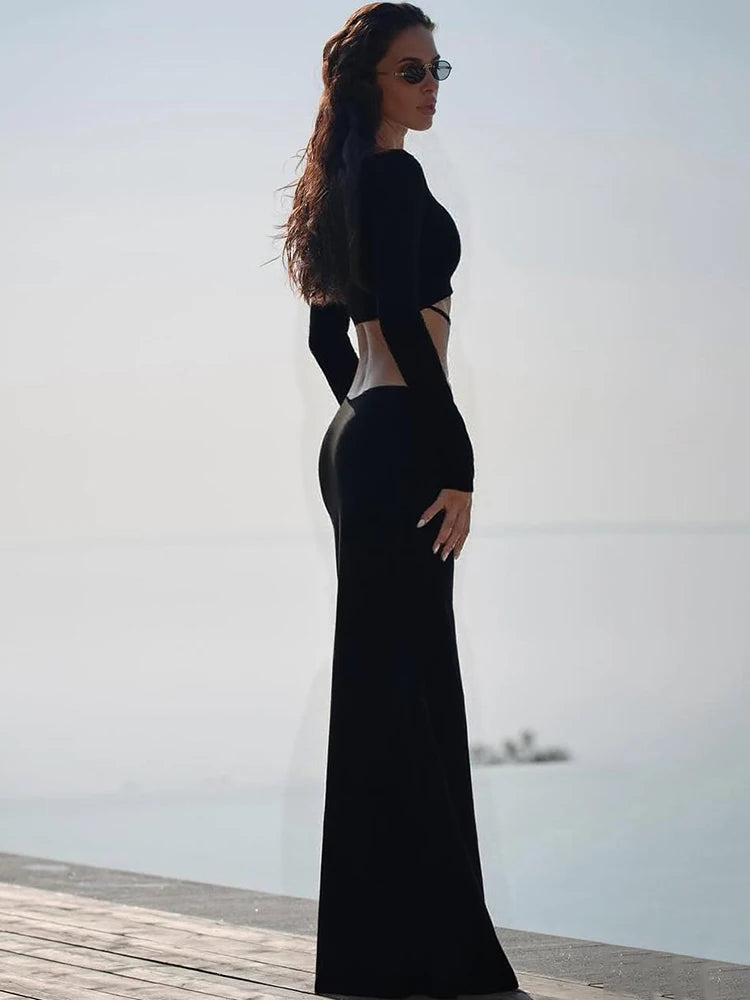 Waistless Sexy Dress  Full Sleeve Skinny Stretch