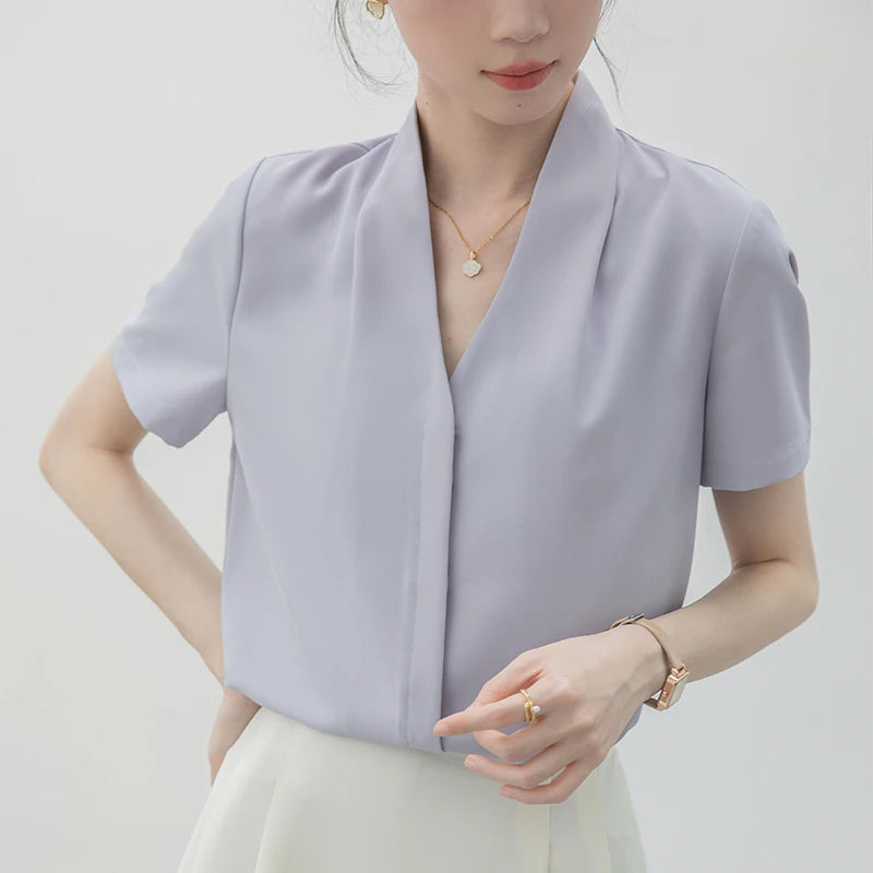Short Sleeve V-Neck Blouse
