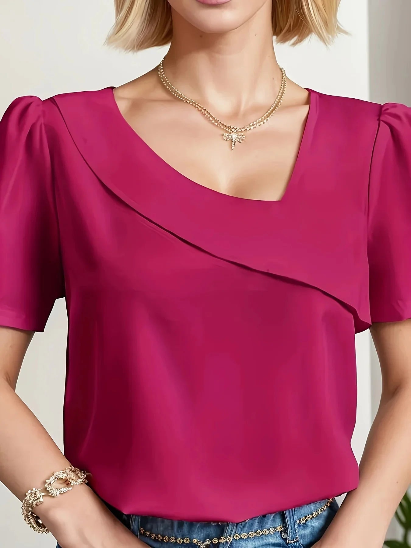 Plus Size Short Sleeve Blouse