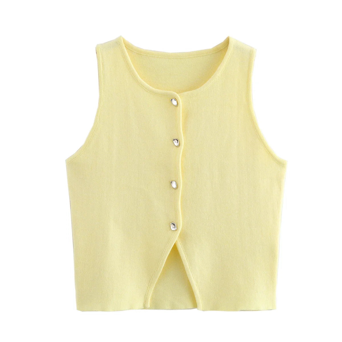 Knit Button CropTop Vest Tank