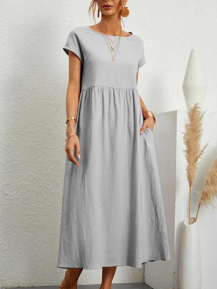 Maxi Dress Short Sleeve O Neck