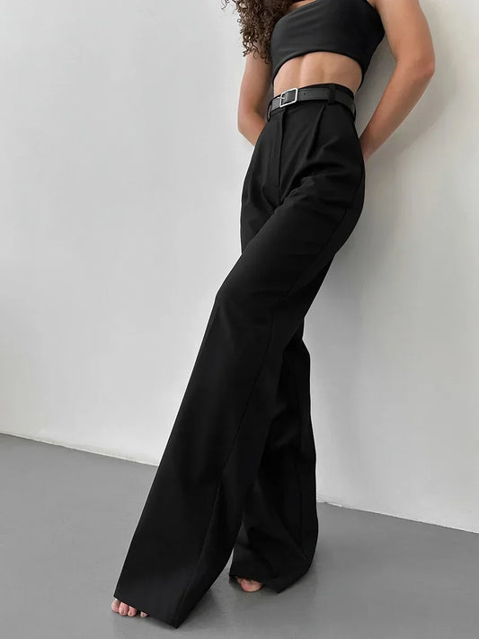 Full Length Trousers High Waist Pants Pockets