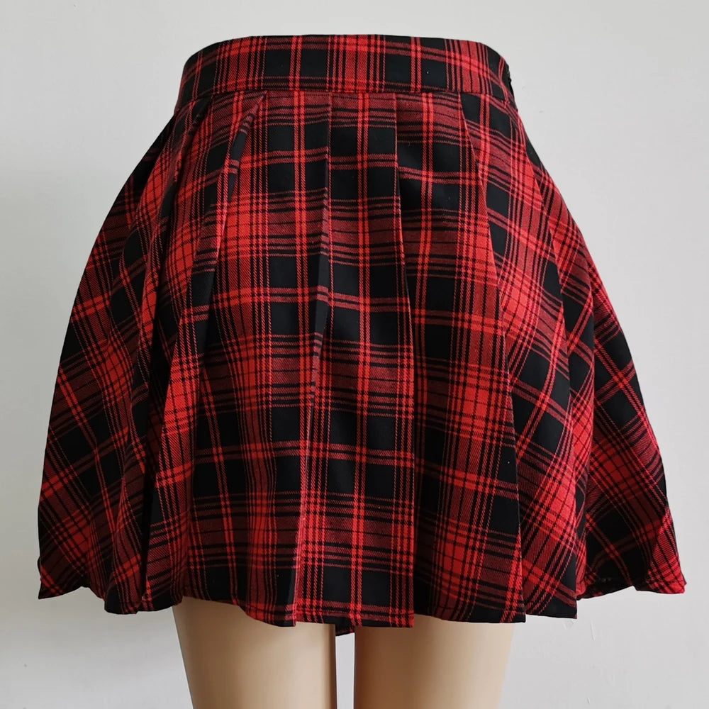 Mini High Waist Plaid Pleated Skirt