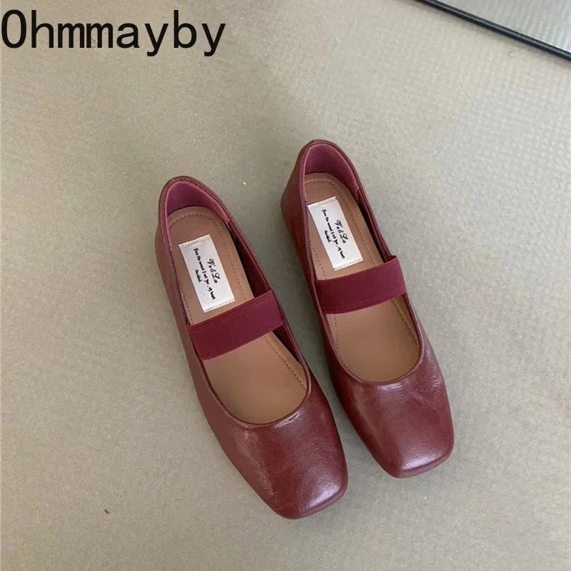 Square Toe Ladies Soft Sole Ballerina Shoes