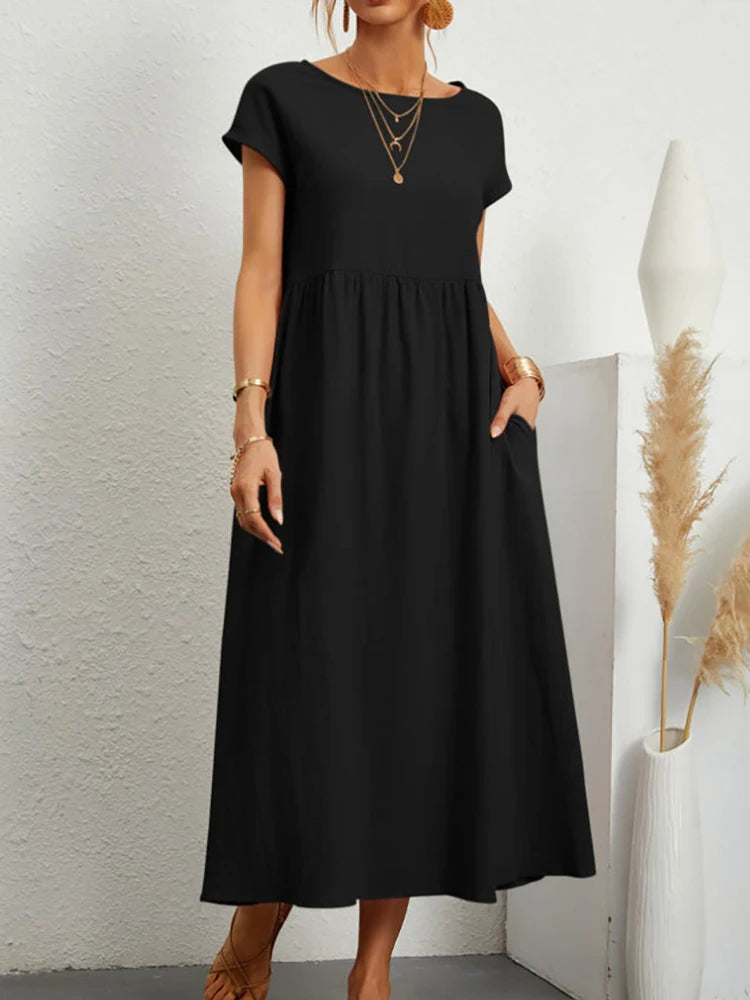 Maxi Dress Short Sleeve O Neck
