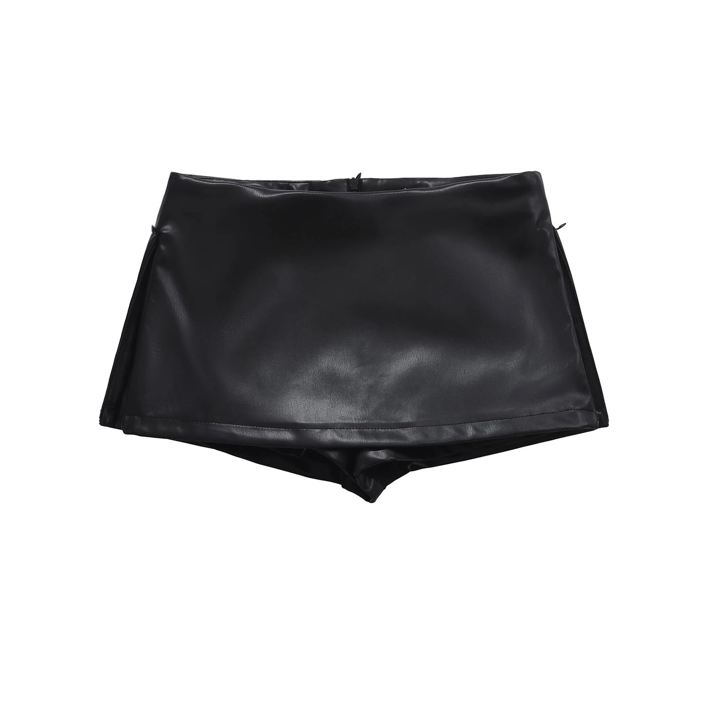 Low Rise Skirts Split Leather Skirt With Shorts
