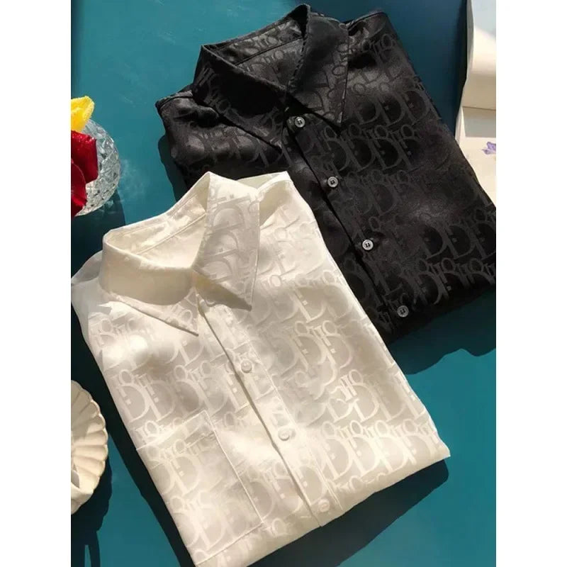 Lightweight Silk Slip-on Style Subtle Letter Printed