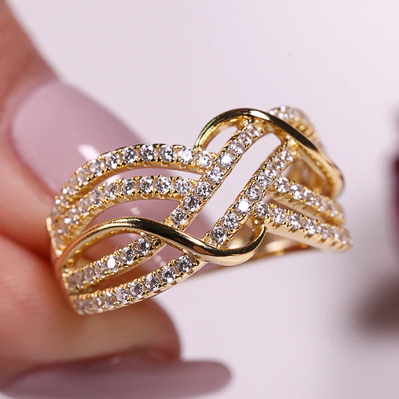 Hot Trendy Cross Rings Women Dazzling CZ