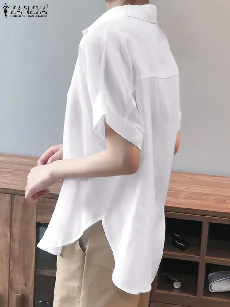 Oversized Solid Tops Short Sleeved Blouse