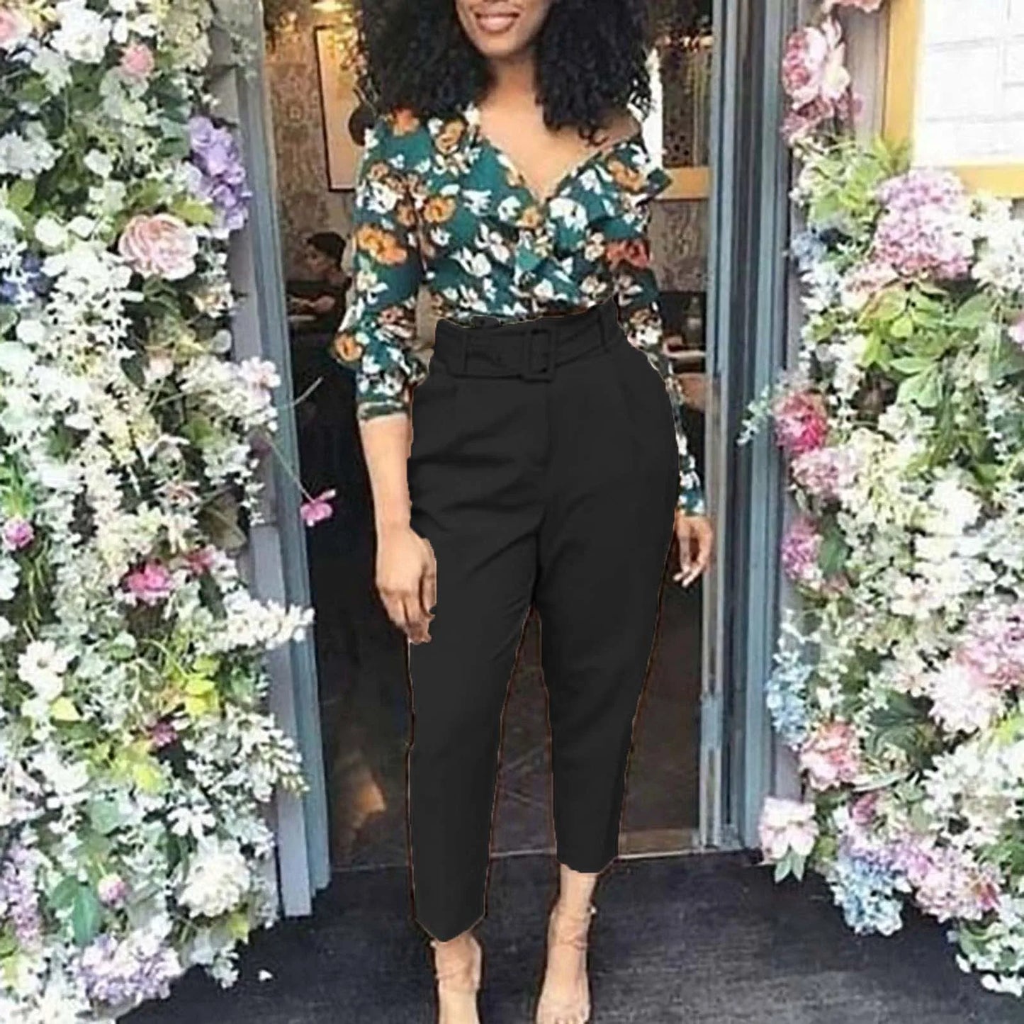 High Waist Casual Trousers Slim Fit Pant