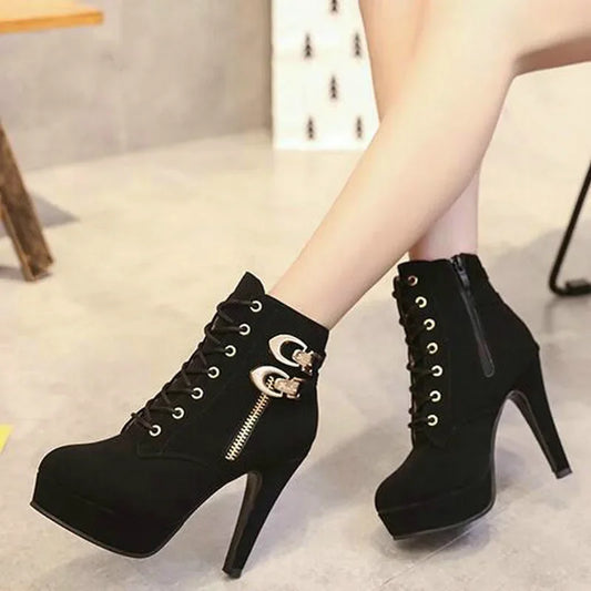 Plus Size Ankle Boots Platform High Heels
